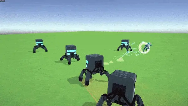 Combat against a group of robot enemies